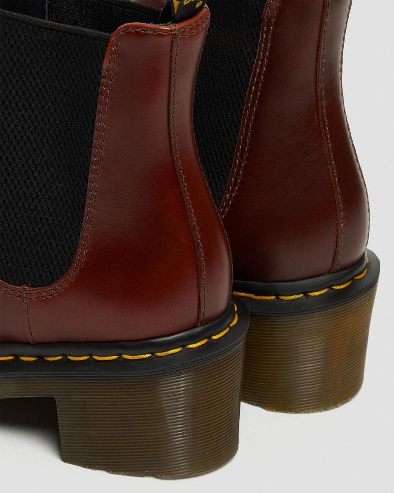 Brown Women's Dr Martens Cadence Leather Heeled Heeled Boots | CA 135ILH